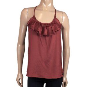 Charlotte Russe Ruffle Cami Tank Top Racerback Burgundy Butterfly Size Small